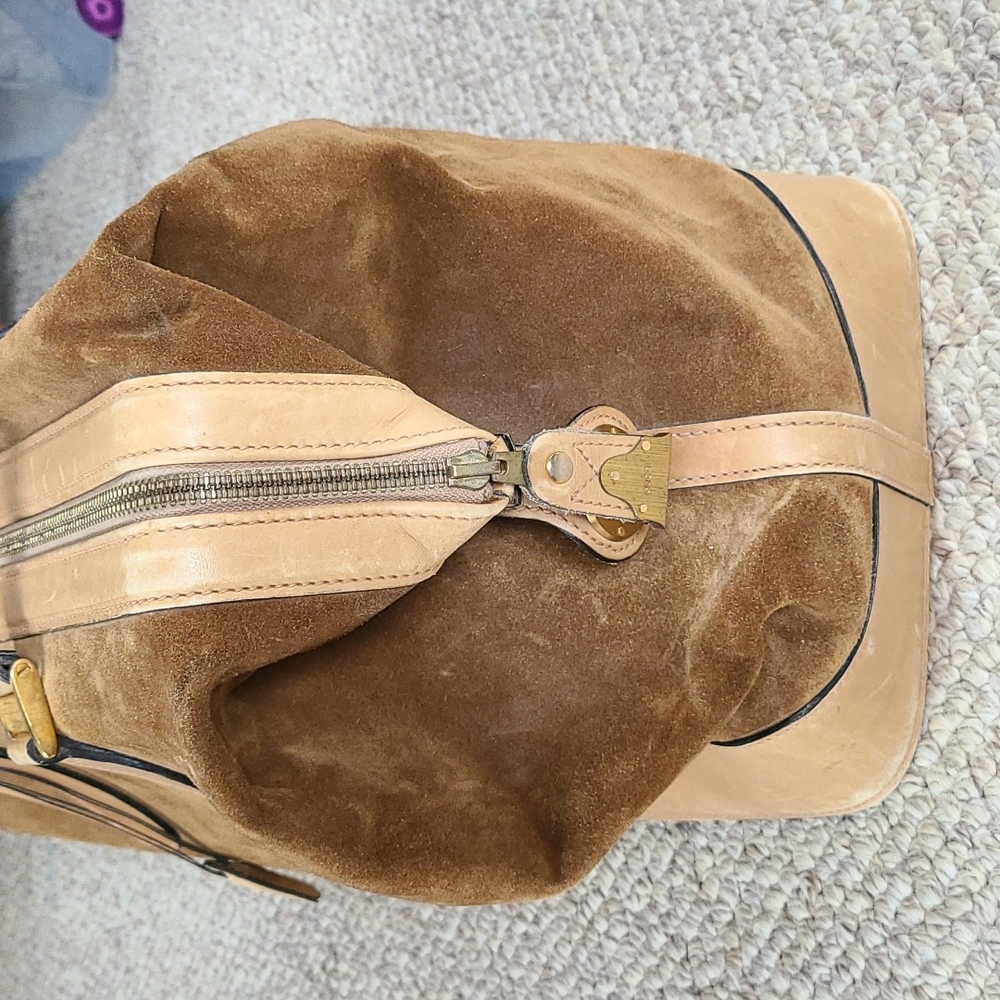 GUCCI suede travel bag, vintage, large rectangular satchel, rare - Picture 4 of 16